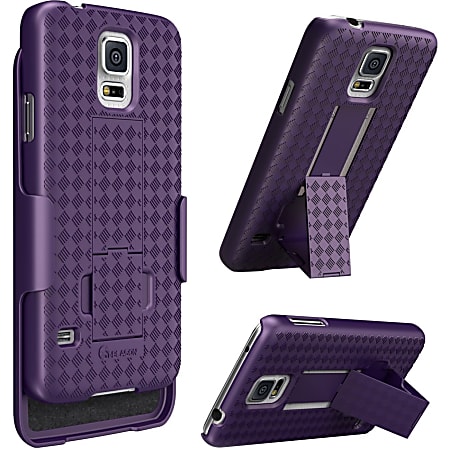 i-Blason Transformer Carrying Case (Holster) Smartphone - Purple - Fingerprint Resistant, Shatter Resistant, Drop Resistant - Rubber - Textured - Holster, Belt Clip