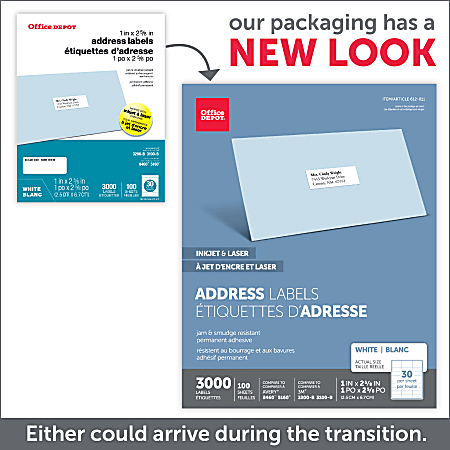 Office Depot® Brand Inkjet/Laser Address Labels, Rectangle, 1