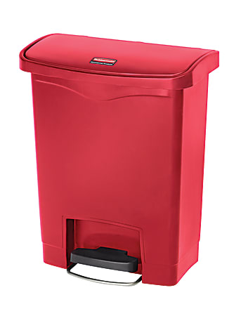 Rubbermaid® Slim Jim Rectangular Plastic Wastebasket, Step-On, 8 Gallons, Red