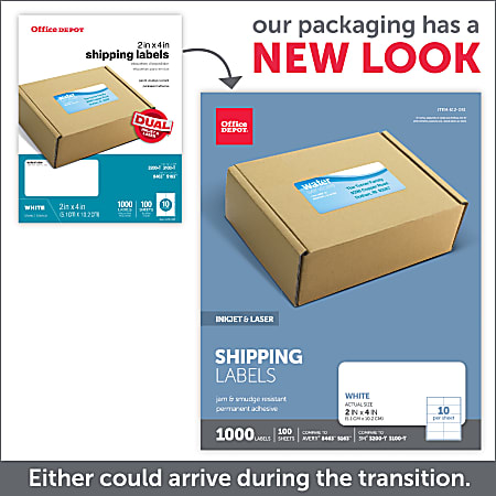 Office Depot Brand Inkjetlaser Shipping Labels White 2 X 4 Pack Of 1000 Office Depot