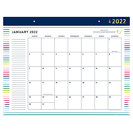 AT-A-GLANCE® Simplified by Emily Ley Monthly Desk Calendar, 21-3/4" x 17", Happy Stripe, January To December 2022, EL70-704