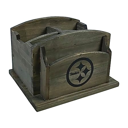 Imperial NFL Rustic Desk Organizer, 8”H x 8-1/2”W x 6-1/2”D, Pittsburgh Steelers