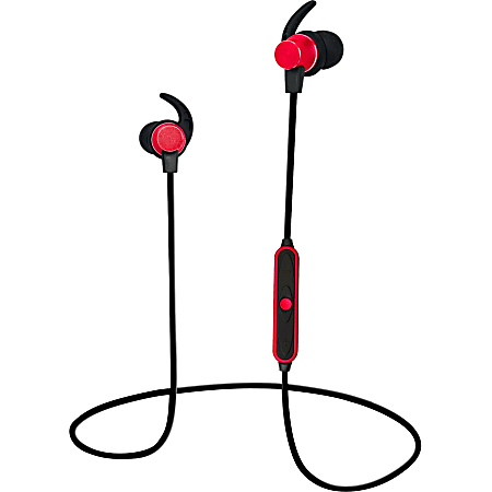 Naxa Bluetooth Earphones with Ear-Hook Design and Magnet - Stereo - Wireless - Bluetooth - 33 ft - 20 Hz - 20 kHz - Behind-the-neck, Earbud - Binaural - In-ear - Red