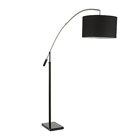 LumiSource Milan Floor Lamp, 72-3/4"H, Black Shade/Black Marble Base