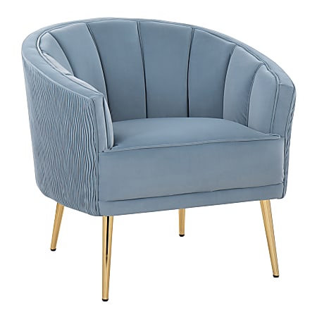 LumiSource Tania Accent Chair, Pleated Waves, Light Blue/Gold