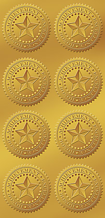 Great Papers! Foil Certificate Seals, 1 3/4", Gold Star, Pack Of 48