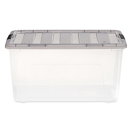 Iris® Stack & Pull™ Storage Box, 18 Gallon, Clear/Gray