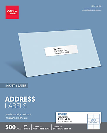 Office Depot® Brand Inkjet/Laser Address Labels, White, 1