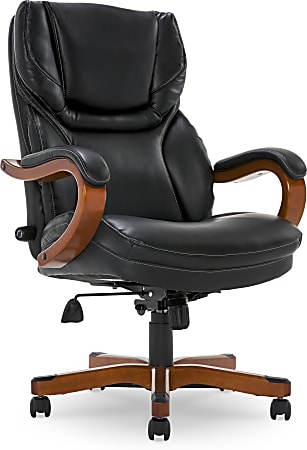Serta® Big & Tall Bonded Leather High-Back Office Chair, Black/Dark Redwood