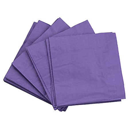 JAM PAPER Medium Lunch Napkins - 6 1/2 x 6 1/2 - Purple - 40/Pack 