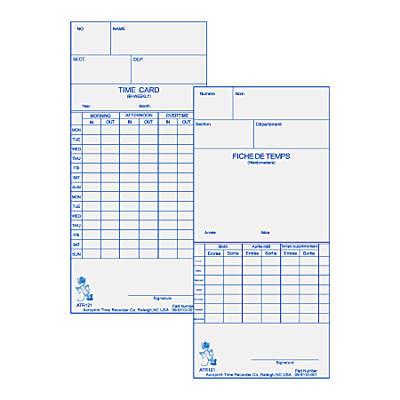 Acroprint Weekly/Bi-Weekly Time Cards For Acroprint ATR120 Electronic Time Clock, 2-Sided, 10" x 4", Beige, Pack Of 250