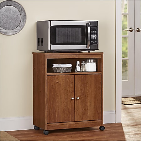 Ameriwood Home Landry Microwave Cart With Cabinet 30 H x 23 W x 15 D Bank Alder Office Depot