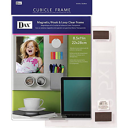 DAX Magnetic Hook/Loop Cubicle Frame - Holds 8.50" x 11" Insert - Wall Mountable - Vertical, Horizontal - Hook & Loop Fastener - 1 Each - Acrylic - Clear