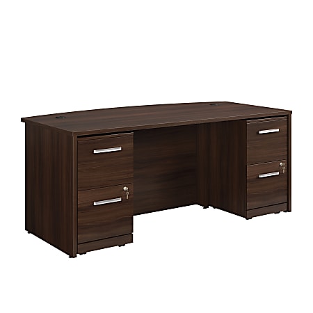 Sauder® Affirm 72"W Bowfront Desk With Two 2-Drawer Mobile Pedestal Files, 29-1/4”H x 72”W x 36”D, Noble Elm