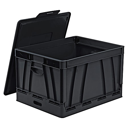 Eslite 16L Plastic Collapsible Storage Crates,Folding Crates Storage,Pack  of 4,Black