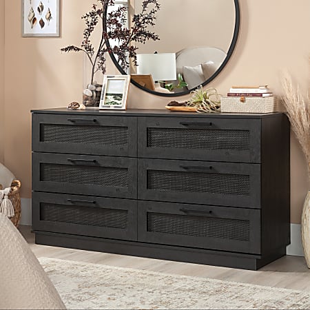 black and rattan dresser 59