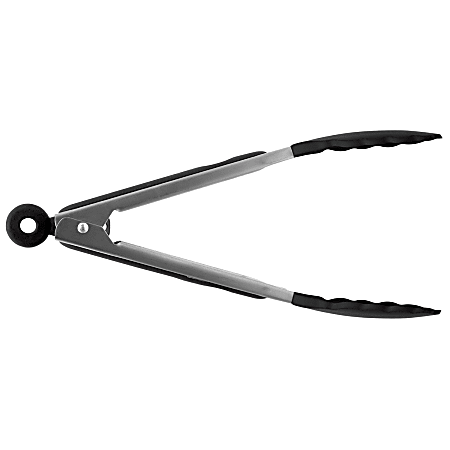 Gourmet by Starfrit® Silicone And Metal Tongs, 9”, Gray/Black