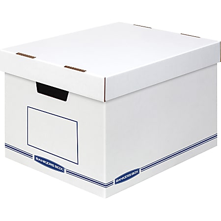 Bankers Box Organizers Storage Boxes - External Dimensions: 12.8" Width x 16.5" Depth x 10.5" Height - Medium Duty - Single/Double Wall - Stackable - White, Blue - For Storage - Recycled - 12 / Carton