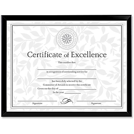 Dax Burns Grp. U-Channel Certificate Frame - Holds 8.50" x 11" Insert - Rectangle - Desktop, Wall Mountable - Horizontal, Vertical - 2 / Set - Styrene, Plastic - Black