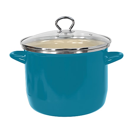 Vasconia® 8-Qt Steel Stockpot With Glass Lid, 7-7/16” x 9-5/8” x 9-13/16”, Teal