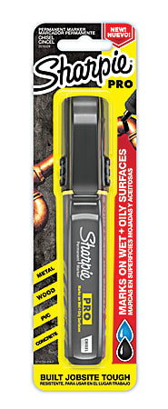 Sharpie® Pro Permanent Marker, Chisel Tip, Black Ink, Gray Barrel