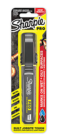 Sharpie® Pro Permanent Marker, Chisel Tip, Black Ink, Gray Barrel