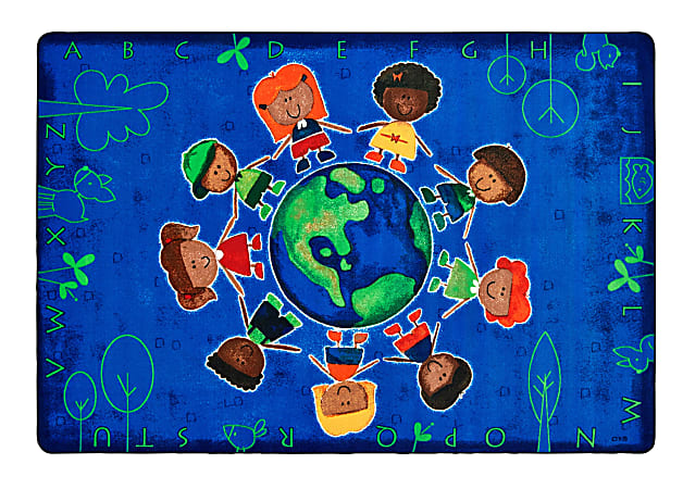 Carpets For Kids® Premium Collection Give The Planet A Hug Rug, 3'10" x 5'5", Blue