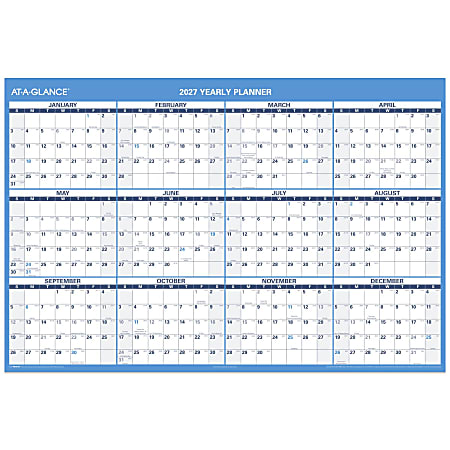 AT-A-GLANCE® 2027 Horizontal Reversible Erasable Yearly Wall Calendar, Extra Large, 48" x 32"