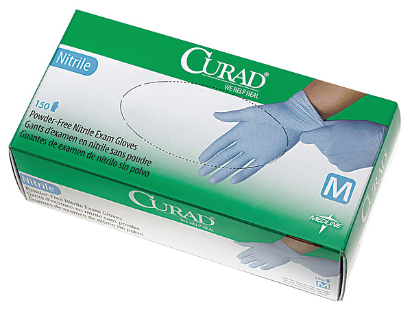 CURAD® Powder-Free Nitrile Exam Gloves, Small, Blue, Case Of 1,500