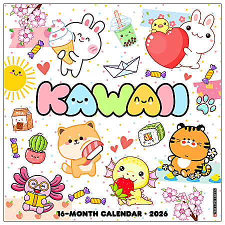 2026 Willow Creek Press Art & Design Monthly Wall Calendar, 12" x 12", Kawaii, January To December, 51665
