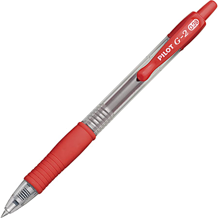 Pilot G2 Premium Gel Roller Retractable Pens - Ultra Fine Pen Point - 0.38 mm Pen Point Size - Refillable - Retractable - Red Gel-based Ink - Clear Barrel - 24 / Bundle Pilot G2 Premium Gel Roller Retractable Pens - Ultra Fine Pen Point - 0.38 mm Pen Point Size - Refillable - Retractable - Red Gel-based Ink - Clear Barrel - 24 / Bundle