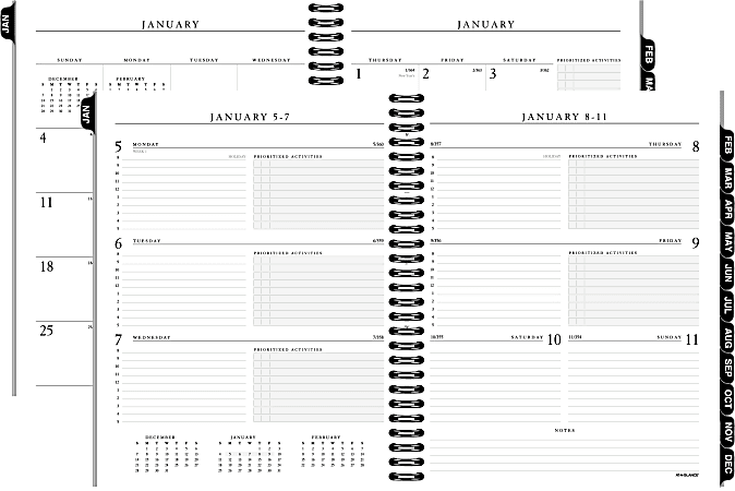 AT-A-GLANCE® Executive 13-Month Weekly/Monthly Planner Refill, 6 7/8" x 8 3/4", 30% Recycled, Black, 2 Pages Per Week/2 Pages Per Month, January 2016 to January 2017