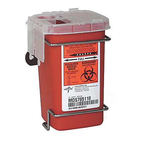 Medline Multipurpose Biohazard Sharps Containers, 12 Quarts, 24" x 20" x 29 7/16", Red, Case Of 12