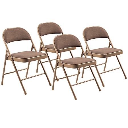 National Public Seating Commercialine 970 Series Fabric Upholstered Folding Chairs, Star Trail Brown, Pack Of 4 Chairs