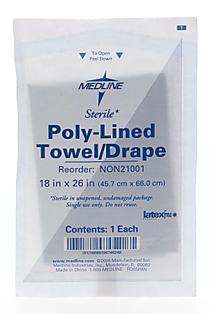 Medline Sterile Disposable Drapes, 18" x 16", White, Case Of 300