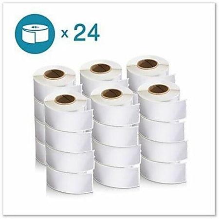 DYMO® LabelWriter Address Labels, 1-1/8"H x 3-1/2"W, Rectangle, White, 350 Labels Per Roll, Pack Of 24 Rolls