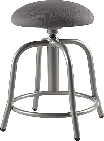 National Public Seating® 18" - 25" Height Adjustable Designer Stool, 3" Padded Charcoal Fabric Seat, Grey Frame