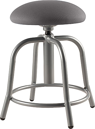National Public Seating® 18", 25"H Adjustable Designer Stool, 3" Padded Charcoal Fabric Seat, Grey Frame