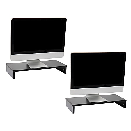 Mind Reader MDF Monitor Stand Keyboard Storage Desktop Organizer, 21"H x 9-1/2"W x 3-1/4"D, Set of 2, Black