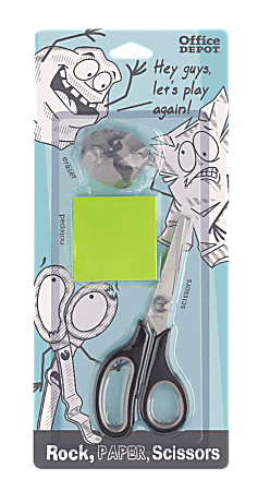 Office Depot® Brand Rock, Paper And Scissors Kit, 5 1/2", Straight, Black/Gray