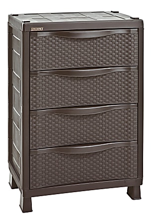 Inval 32"H 4-Drawer Rattan Storage Cabinet, Brown
