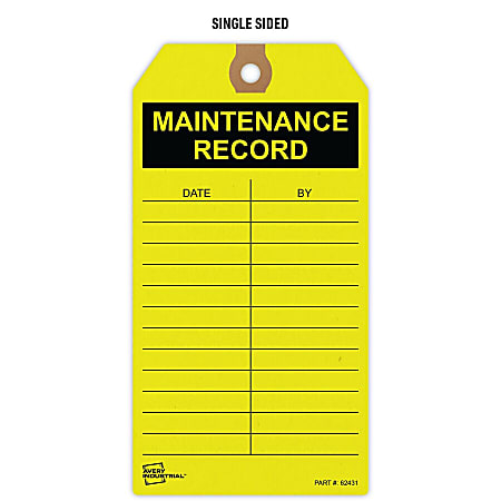 Avery Preprinted MAINTENANCE RECORD Hang Tags - 5.75 Avery Preprinted MAINTENANCE RECORD Hang Tags - 5.75