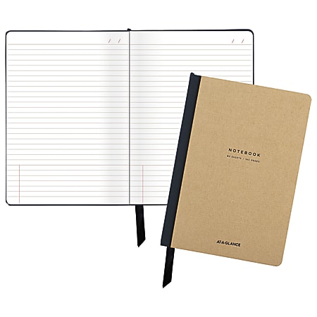 AT-A-GLANCE® Professional Collection Notebook, 5 7/8" x 8 3/4", Tan/Navy