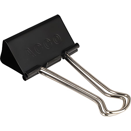 ACCO&reg; Binder Clips, Large, Black, Box Of 12