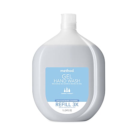 Method® Gel Hand Wash Refill Tub, Sweetwater Scent, 34 oz, 4/Carton