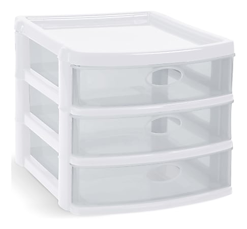 Inval 3 Drawer Desk Organizers 6 310 H x 6.9 W x 8.11 D WhiteClear Pack Of  6 - Office Depot