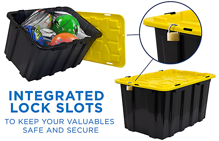 Mount It Work It Heavy Duty Plastic Storage Containers 60 Liters  BlackYellow Case Of 3 Bins - Office Depot