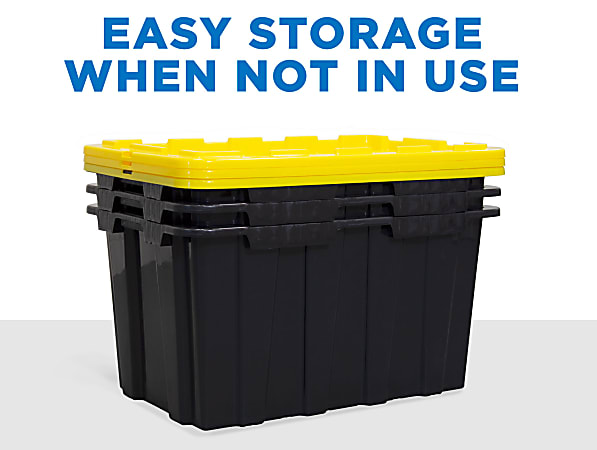 Heavy duty Container Bin Tote Storage W/ Snap Lid 40 Gallon Box Stackable 3  Pack