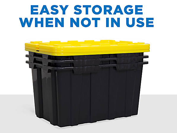 Mount It Work It Heavy Duty Plastic Storage Containers 60 Liters Black Yellow Case Of 3 Bins