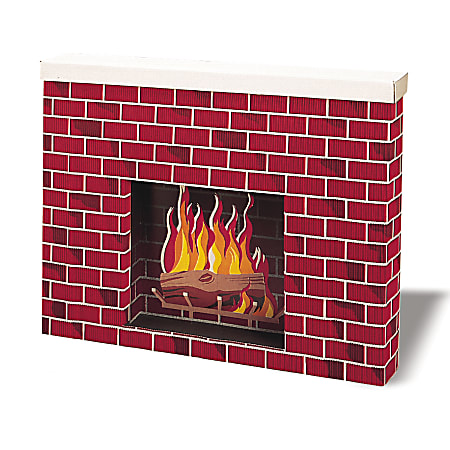 Pacon® Corobuff Corrugated Fireplace, 30"H x 38"W x 7"D, Tu-Tone Brick